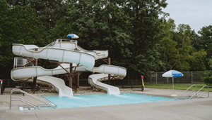 A waterslide at the pool near Gideon Putnam